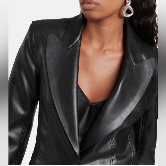 Norma Kamali Black Faux Leather Blazer - Picture 2 of 4